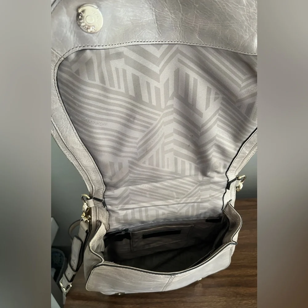 Rebecca Minkoff Distressed Leather, 'Vanity Saddle' in Mushroom, Crossbody Bag - Picture 12 of 14